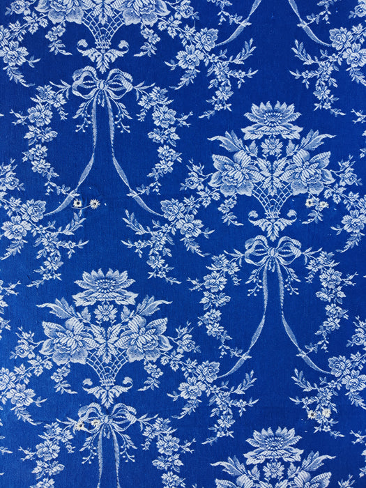 Flower baskets ticking in cobalt blue. Spain c.1950 - Lot of 2 pieces