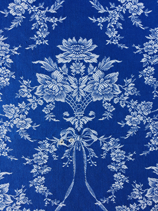 Flower baskets ticking in cobalt blue. Spain c.1950 - Lot of 2 pieces