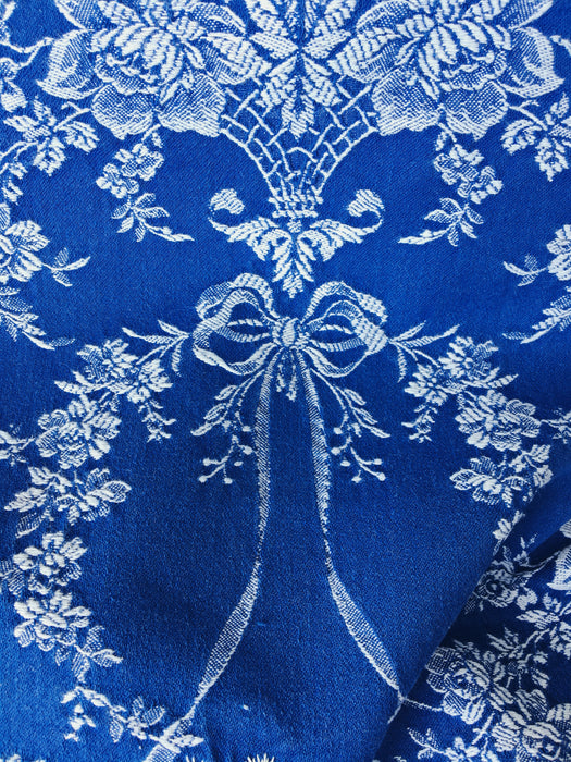 Flower baskets ticking in cobalt blue. Spain c.1950 - Lot of 2 pieces