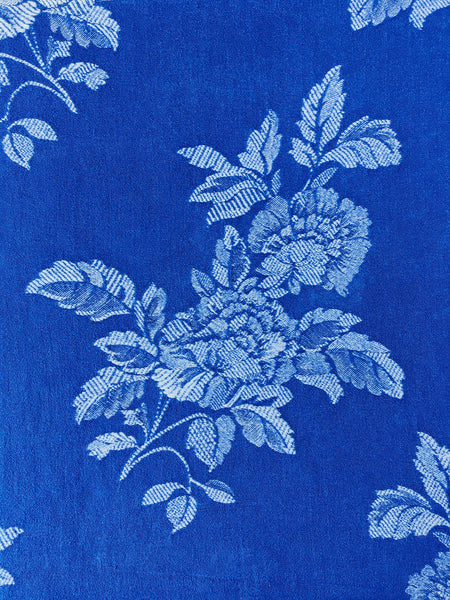 Blue Floral Antique European Ticking Fabric Recovered Panels REC-DA-AZUL-049 - Ticking Depot