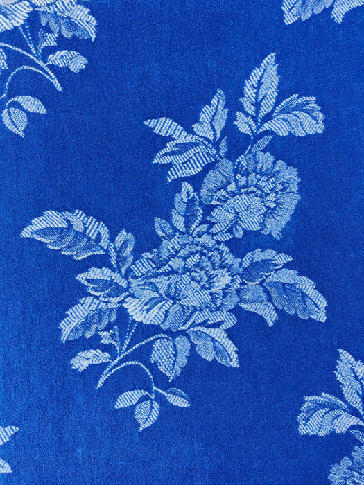 Blue cobalt ticking with clusters of flowers. Spain c.1950 - Lot of 4 pieces