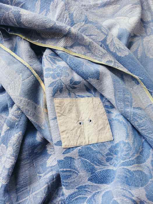 Light blue ticking with mills and big flowers. Spain c.1900 - Lot of 2 pieces