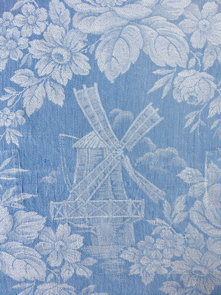 Blue Scenic Antique European Ticking Fabric Recovered Panels REC-DA-AZUL-050 - Ticking Depot