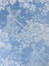 Light blue ticking with mills and big flowers. Spain c.1900 - Lot of 2 pieces