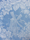 Light blue ticking with mills and big flowers. Spain c.1900 - Lot of 2 pieces