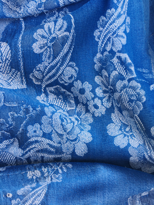 Blue ticking with romantic scene. Very rare! Spain c.1900 - Lot of 2 pieces