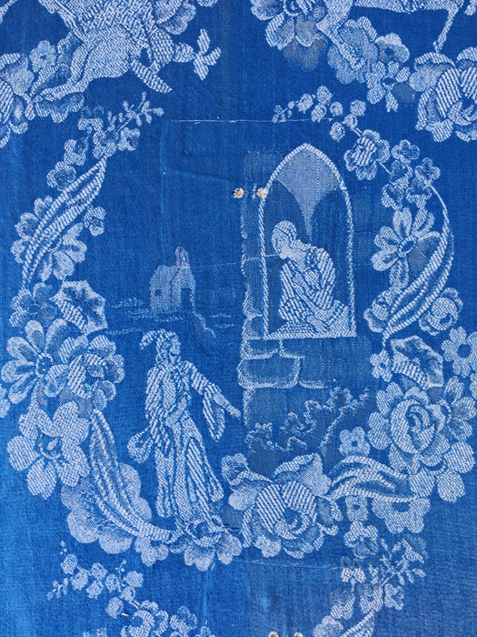 Blue ticking with romantic scene. Very rare! Spain c.1900 - Lot of 2 pieces