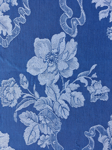 Blue Floral Antique European Ticking Fabric Recovered Panels REC-DA-AZUL-056 - Ticking Depot