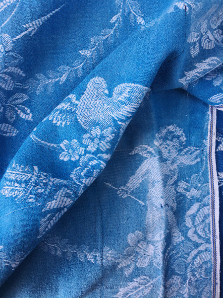 Blue Cupids Antique European Ticking Fabric Recovered Panels REC-DA-AZUL-058 - Ticking Depot