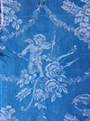 Cerulean blue ticking with cute cupids. Spain c.1920 - 115×74 cm 