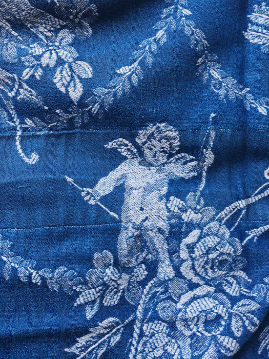 Dark blue ticking with cute cupids. Spain c.1920 - Lot of 2 pieces