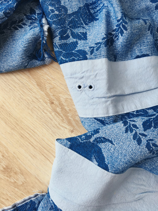 Dark blue ticking with cute cupids. Spain c.1920 - Lot of 2 pieces