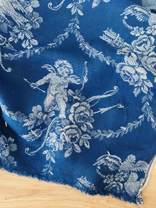 Dark blue ticking with cute cupids. Spain c.1920 - Lot of 2 pieces