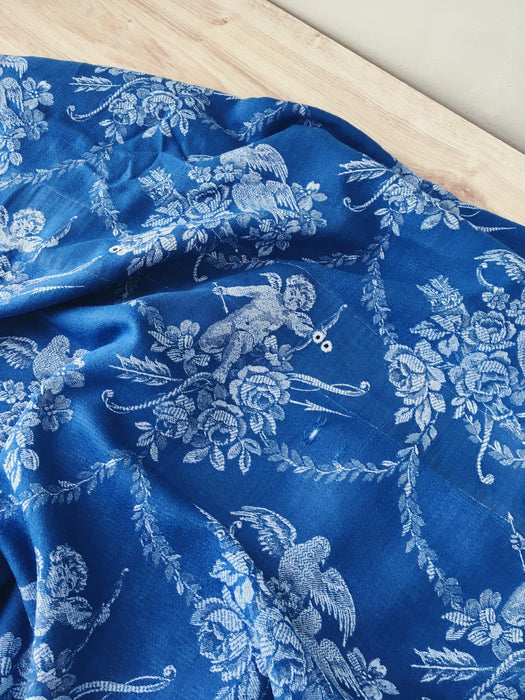 Dark blue ticking with cute cupids. Spain c.1920 - Lot of 2 pieces