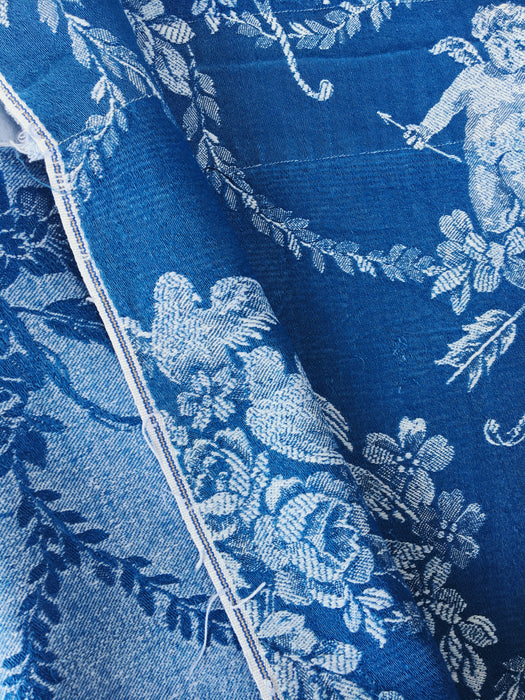 Dark blue ticking with cute cupids. Spain c.1920 - Lot of 2 pieces