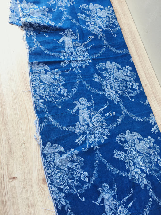 Dark blue ticking with cute cupids. Spain c.1920 - Lot of 2 pieces