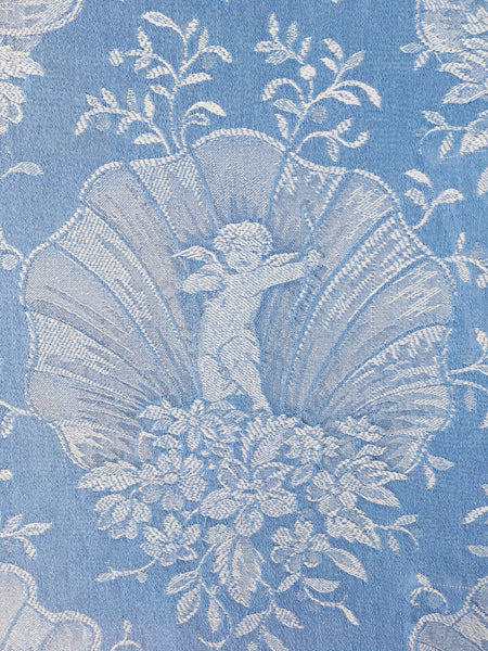 Blue Cupids Antique European Ticking Fabric Recovered Panels REC-DA-AZUL-062 - Ticking Depot