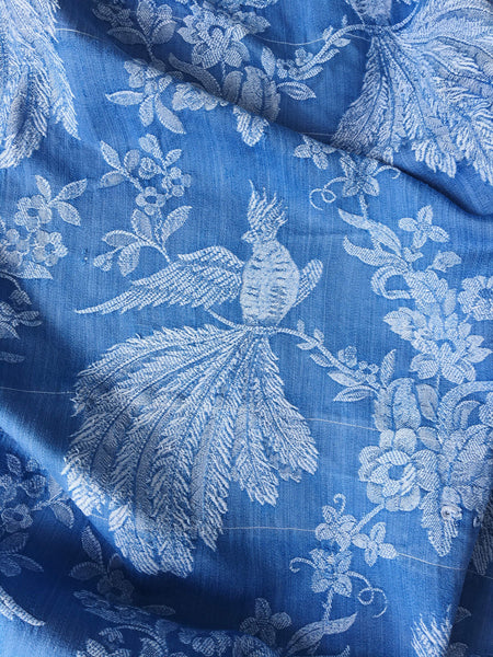 Blue Birds Antique European Ticking Fabric Recovered Panels REC-DA-AZUL-063 - Ticking Depot