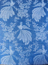 Cobalt blue ticking with exotic bird. Spain c.1950 - 98×106 cm