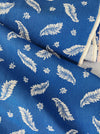Ticking with white leaves on blue. Spain c.1950 - 145×374 cm