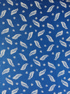 Ticking with white leaves on blue. Spain c.1950 - 145×374 cm