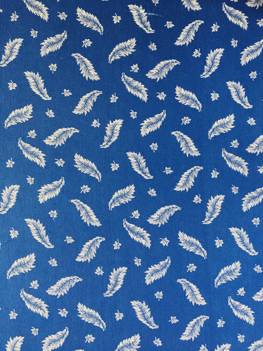 Ticking with white leaves on blue. Spain c.1950 - 145×374 cm