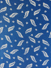 Ticking with white leaves on blue. Spain c.1950 - 145×374 cm