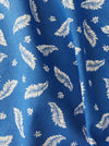 Ticking with white leaves on blue. Spain c.1950 - 145×374 cm