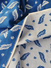 Ticking with white leaves on blue. Spain c.1950 - 145×374 cm