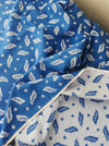 Ticking with white leaves on blue. Spain c.1950 - 145×374 cm