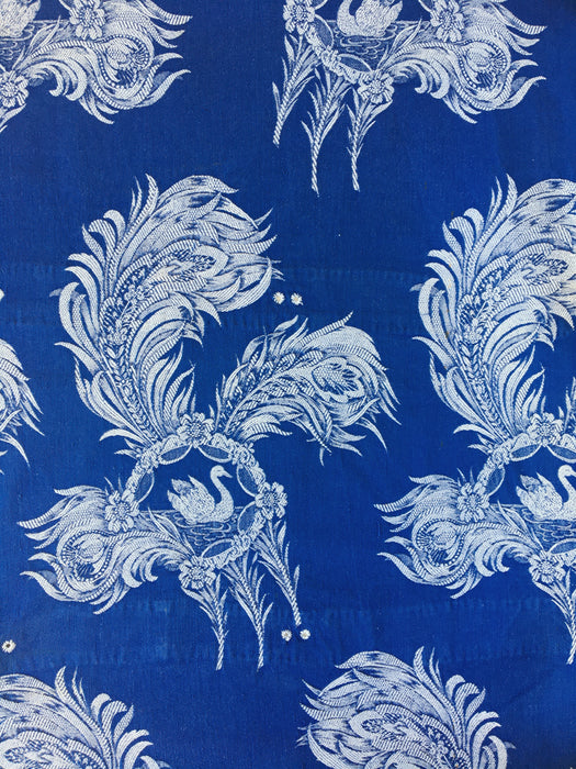 Swans in mermaid blue ticking. Spain c.1960 - Lot of 2 pieces