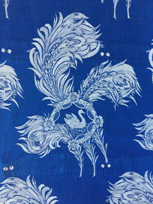 Swans in mermaid blue ticking. Spain c.1960 - Lot of 2 pieces