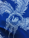 Swans in mermaid blue ticking. Spain c.1960 - Lot of 2 pieces