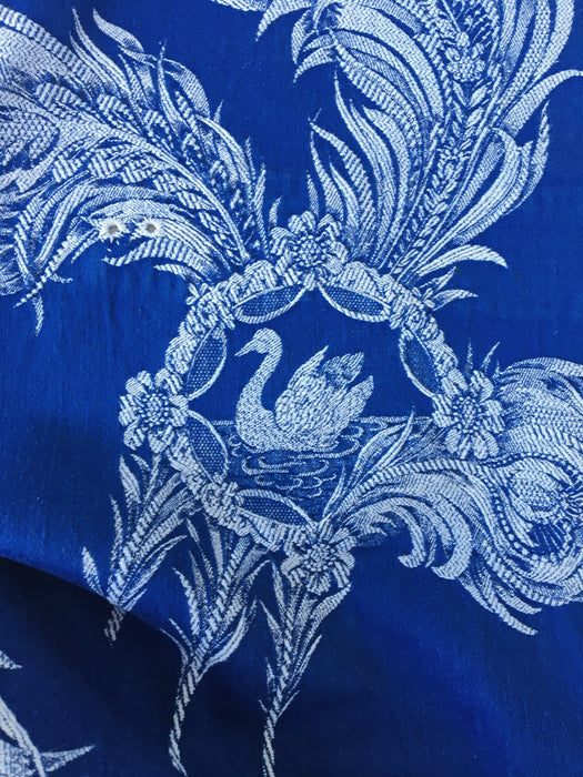 Swans in mermaid blue ticking. Spain c.1960 - Lot of 2 pieces