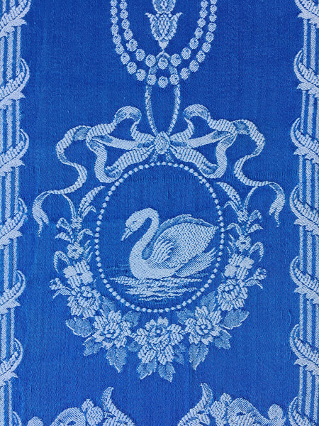 Blue Birds Antique European Ticking Fabric Recovered Panels REC-DA-AZUL-066 - Ticking Depot