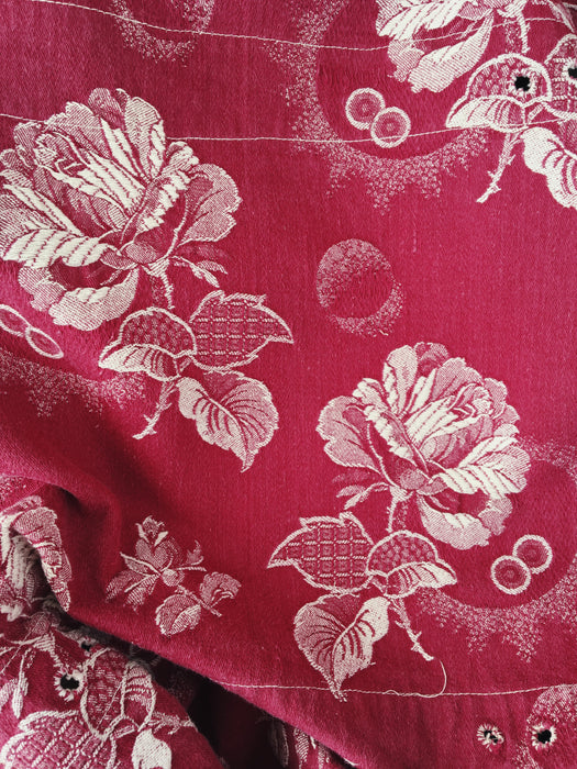 Ticking in burgundy with roses. Spain c.1950 - Lot of 2 pieces