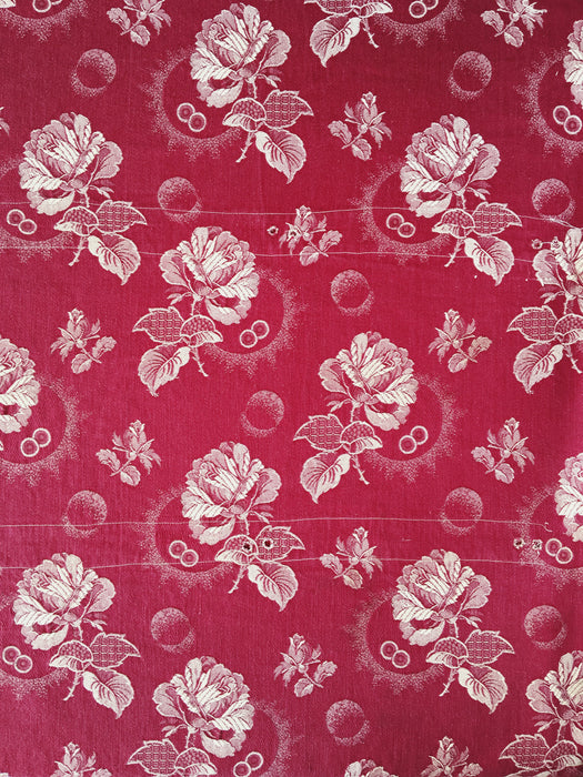 Ticking in burgundy with roses. Spain c.1950 - Lot of 2 pieces