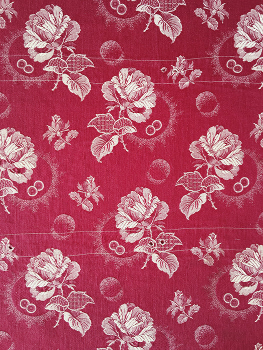 Ticking in burgundy with roses. Spain c.1950 - Lot of 2 pieces