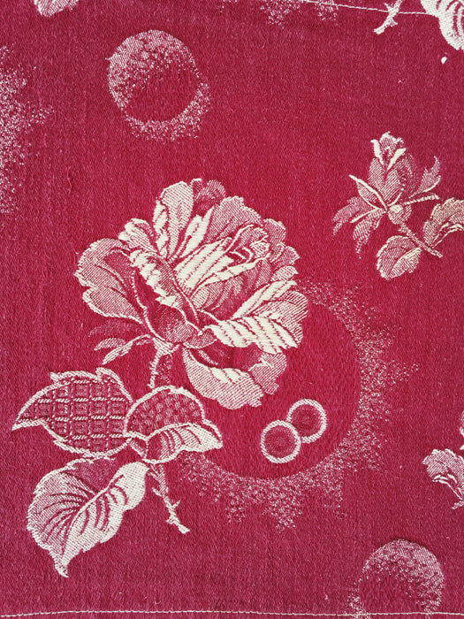 Ticking in burgundy with roses. Spain c.1950 - Lot of 2 pieces