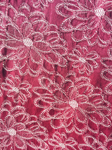 Burgundy Floral Antique European Ticking Fabric Recovered Panels REC-DA-GRANATE-002 - Ticking Depot