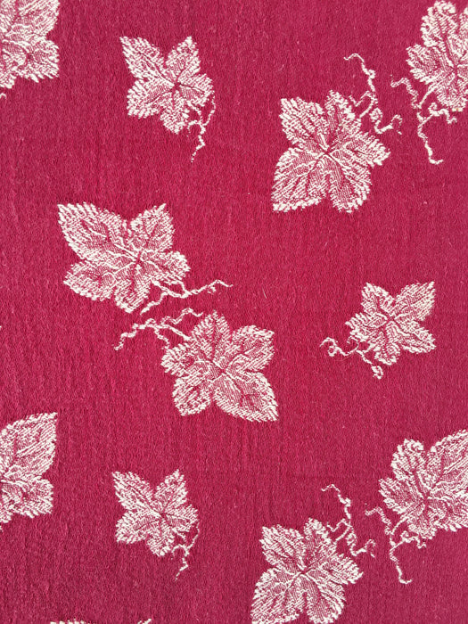Burgundy ticking with vine leaves. Spain c.1950 - 120×136 cm