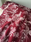 Chinoiserie in burgundy ticking. Spain c.1900 - Lot of 2 pieces