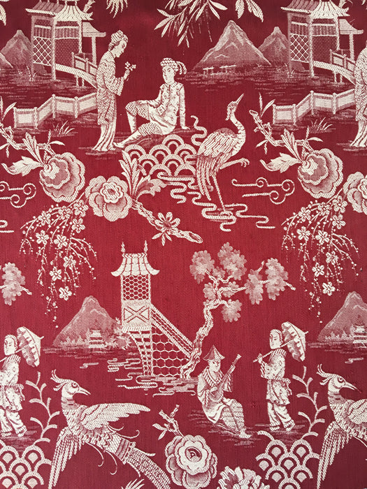 Chinoiserie in burgundy ticking. Spain c.1900 - Lot of 2 pieces