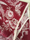 Chinoiserie in burgundy ticking. Spain c.1900 - Lot of 2 pieces