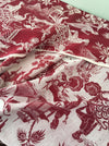 Chinoiserie in burgundy ticking. Spain c.1900 - Lot of 2 pieces