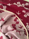 Burgundy ticking with cherry blossom and swallows. Spain c.1900 - Lot of 3 pieces