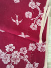 Burgundy ticking with cherry blossom and swallows. Spain c.1900 - Lot of 3 pieces