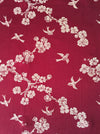 Burgundy ticking with cherry blossom and swallows. Spain c.1900 - Lot of 3 pieces