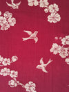 Burgundy ticking with cherry blossom and swallows. Spain c.1900 - Lot of 3 pieces