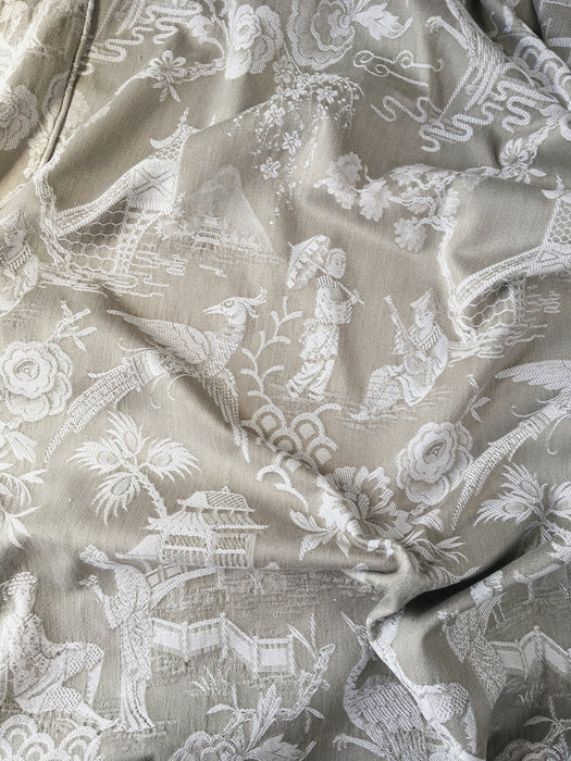 Chinoiserie in gray ticking. Very rare. Spain c.1940 - 66×168 cm
